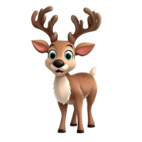 Cute reindeer in 3D cartoon style isolated  on transparent background , AI Generative png