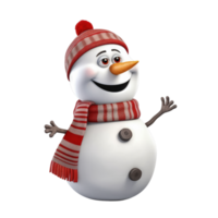 mignonne bonhomme de neige dans 3d dessin animé style isolé sur transparent Contexte , ai génératif png