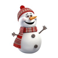 Cute snowman in 3D cartoon style isolated  on transparent background , AI Generative png