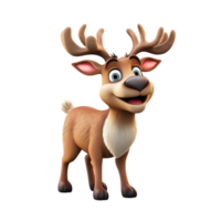 Cute reindeer in 3D cartoon style isolated  on transparent background , AI Generative png