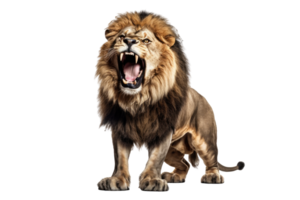 lejon rytande ser kunglig isolerat på transparent bakgrund , ai generativ png