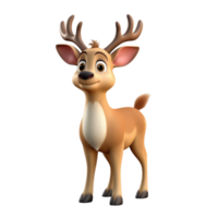 Cute reindeer in 3D cartoon style isolated  on transparent background , AI Generative png