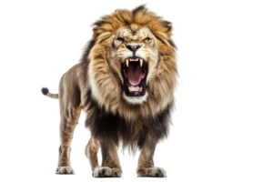 Lion rugissement à la recherche royal isolé sur transparent Contexte , ai génératif png