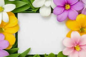 flower decoration. paperwhite blank card mockup background. AI Generative Pro Photo