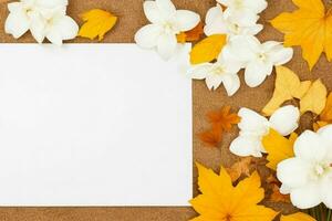 otoño decoración. papel blanco blanco tarjeta Bosquejo antecedentes. ai generativo Pro foto