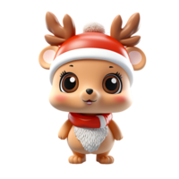 3d Noël cerf mascotte personnage, ai génératif png