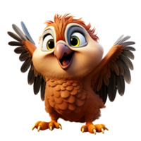 3d pequeño águila mascota personaje , ai generativo png