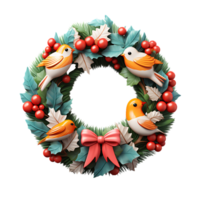 3D Beautiful Christmas Wreath, ai generative png