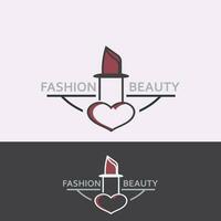 Lipstick logo design for makeup fashion shop and beauty vector cosmetic design template