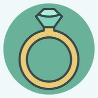 Icon Diamond Ring. related to Valentine Day symbol. color mate style. simple design editable. simple illustration vector