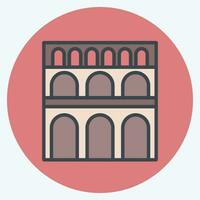 Icon Pont Du Gard. related to France symbol. color mate style. simple design editable. simple illustration vector