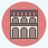 Icon Pont Du Gard. related to France symbol. color mate style. simple design editable. simple illustration vector