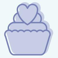 Icon Cup Cake. related to Valentine Day symbol. two tone style. simple design editable. simple illustration vector