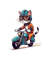 AI Generative Motorcycle Rider Cat Clipart Illustration Bundle for Print on Demand websites is Also perfect for any other project png