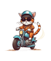 ai génératif moto cavalier chat clipart illustration paquet pour impression sur demande sites Internet est aussi parfait pour tout autre projet png