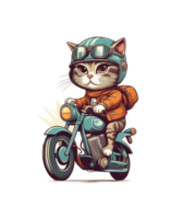 ai generativo motocicleta cavaleiro gato clipart ilustração agrupar para impressão em exigem sites é Além disso perfeito para qualquer de outros projeto png