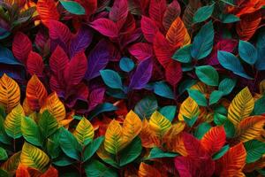 ai generativo tropical vívido vibrante color antecedentes con exótico pintado tropical hojas foto