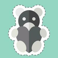 Sticker line cut Teddy Bear. related to Valentine Day symbol. simple design editable. simple illustration vector