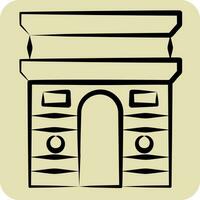 Icon ARC De Triomphe. related to France symbol. hand drawn style. simple design editable. simple illustration vector