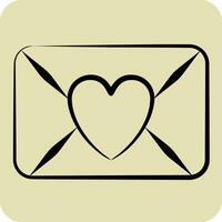 Icon Love Letter. related to Valentine Day symbol. hand drawn style. simple design editable. simple illustration vector