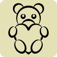 Icon Teddy Bear. related to Valentine Day symbol. hand drawn style. simple design editable. simple illustration vector