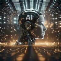 Artificial intelligence AI machine learning and machine learning concept. 3D rendering photo
