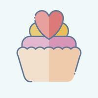 Icon Cup Cake. related to Valentine Day symbol. doodle style. simple design editable. simple illustration vector