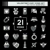 Icon Set Valentine Day. related to Love symbol. glossy style. simple design editable. simple illustration vector