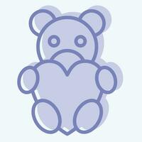 Icon Teddy Bear. related to Valentine Day symbol. two tone style. simple design editable. simple illustration vector