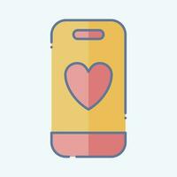 Icon Smart Phone. related to Valentine Day symbol. doodle style. simple design editable. simple illustration vector