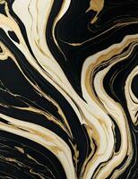 Black and white background with marble texture. The effect of natural stone with gold veins, luxury backdrop. AI Generative. photo