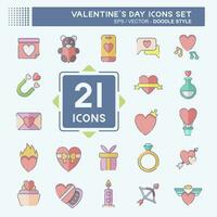 Icon Set Valentine Day. related to Love symbol. doodle style. simple design editable. simple illustration vector