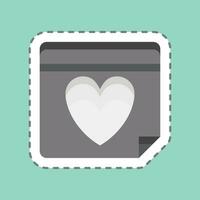 Sticker line cut Valentines Day. related to Valentine Day symbol. simple design editable. simple illustration vector