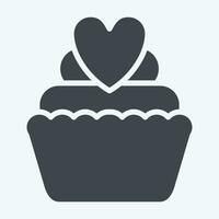 Icon Cup Cake. related to Valentine Day symbol. glyph style. simple design editable. simple illustration vector