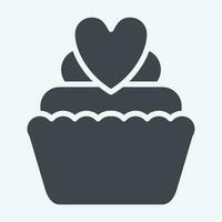 Icon Cup Cake. related to Valentine Day symbol. glyph style. simple design editable. simple illustration vector