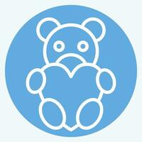 Icon Teddy Bear. related to Valentine Day symbol. blue eyes style. simple design editable. simple illustration vector