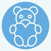 Icon Teddy Bear. related to Valentine Day symbol. blue eyes style. simple design editable. simple illustration vector