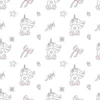 Unicorn seamless vector pattern. Isolated on white background