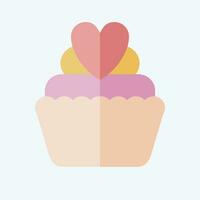 Icon Cup Cake. related to Valentine Day symbol. flat style. simple design editable. simple illustration vector