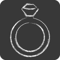 Icon Diamond Ring. related to Valentine Day symbol. chalk Style. simple design editable. simple illustration vector