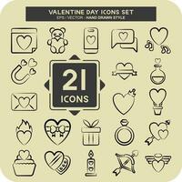 Icon Set Valentine Day. related to Love symbol. hand drawn style. simple design editable. simple illustration vector