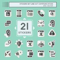 Sticker line cut Set Communication. related to Internet symbol. Communication. simple design editable. simple illustration vector