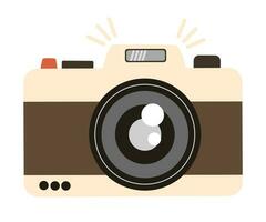 Retro Vintage camera device, polaroid. Photo camera. Vector hand draw illustration.