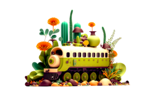 3l illustration transport with leaves ai generated png