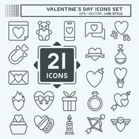 Icon Set Valentine Day. related to Love symbol. line style. simple design editable. simple illustration vector