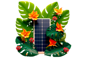 3d solar panels, green eco energy ai generated png