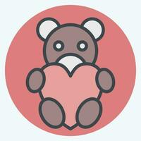 Icon Teddy Bear. related to Valentine Day symbol. color mate style. simple design editable. simple illustration vector