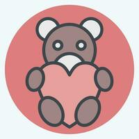 Icon Teddy Bear. related to Valentine Day symbol. color mate style. simple design editable. simple illustration vector