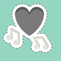 Sticker line cut Music. related to Valentine Day symbol. simple design editable. simple illustration vector