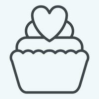 Icon Cup Cake. related to Valentine Day symbol. line style. simple design editable. simple illustration vector
